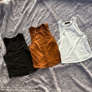Stylish Women's Tank Tops - Black, Tan, and White